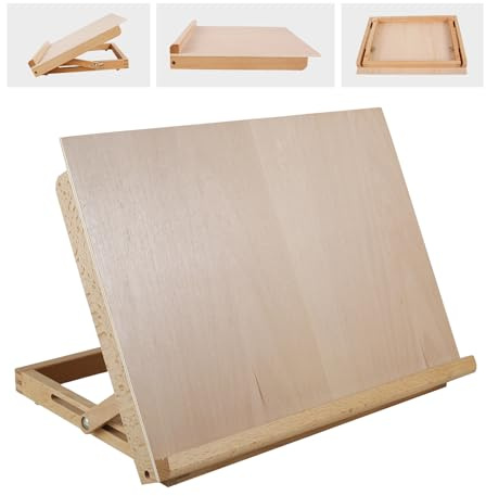 Large Drawing Board Easel, 43x32x6cm Portable Table Top Art Easels Adjustable Angle Wooden Tabletop Painting Easels Folding Drawing and Sketching Board for Artists Beginners Student