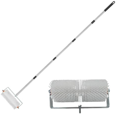 Trottinette à pointes, rouleau de 23 cm avec 5 tiges de liaison en acier inoxydable, rouleau de décompression pour béton autonivelant et pour éliminer les bulles d'époxy, taille ajustable 67,82–144,78