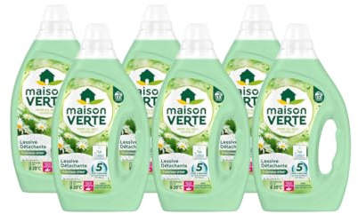 Maison Verte - Lessive Liquide - Parfum Fraîcheur d'Ete - Lessive Détachante - Spécial Peaux Sensibles - Efficace dès 20°C - 5 Enzymes Actives d'Origine Naturelle - Sans Conservateurs - 198 Lavages