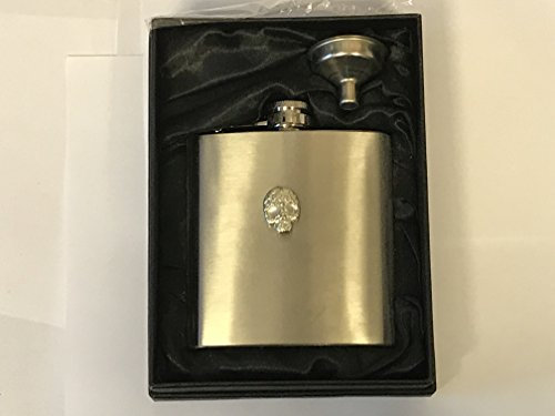 Calavera tg243 6 oz superior cautivo petaca de acero inoxidable en caja de regalo con embudo