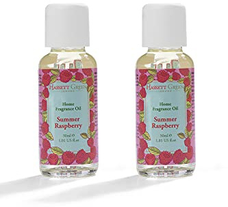 Hassett Green London Summer Raspberry Fragrance Oil - Two 30ml Glass Bottles -Suitable for Ultrasonic Diffusers Humidifiers & More
