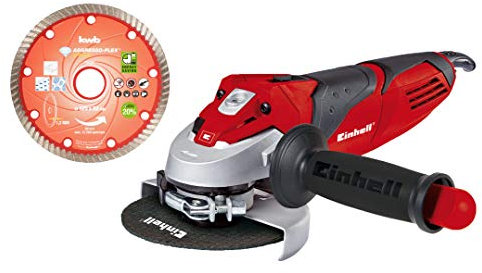 Einhell Winkelschleifer TE-AG 125/750 Kit (750 W, Scheiben-Ø 125 mm, Schlüssel im Zusatzhandgriff, im Koffer) + kwb Diamant-Trennscheibe 724540 (Durchmesser 125 mm, Trennen von Granit)