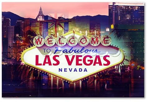 Postereck - 1081 - Las Vegas Plakat, USA Amerika Nevada Schild Party - Wandposter Fotoposter Bilder Wandbild Wandbilder - Poster - DIN A4-21,0 cm x 29,7 cm