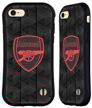 Head Case Designs Officially Licensed Arsenal FC Black Crest and Gunners Logo Hybrid Case Compatible With Apple iPhone 7/8 / SE 2020 & 2022