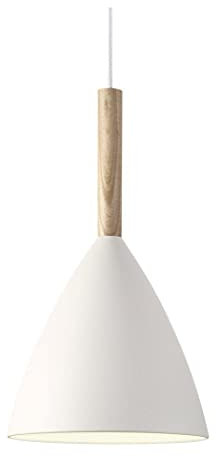 Nordlux Pendelleuchte Pure 20 Metall rauh/matt Weiss max.40W E27, B20cm, H35cm, 3m Kabel Textil weiß mit Duffisor