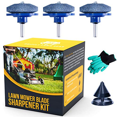 Lawn Mower Blade Sharpener Drill Attachment Kit Includes Free Blade Balancer Gloves for Power and Hand Drill Mower Blade Sharpener Lawnmower Blade Sharpeners