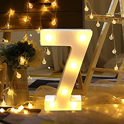 Guijiyi LED Zahlen Lampe Nummer Beleuchtete Ziffern 0 1 2 3 4 5 6 7 8 9,Warm Weiße Lichter Dekoration Lichter Festzelt Licht, Led dekoration für Geburtstag Party Hochzeit & Urlaub Haus Bar (7)
