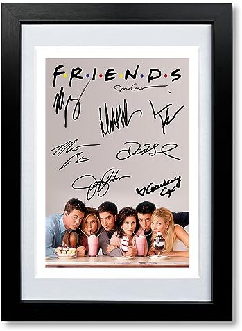 FRIENDS Cast Signed Autograph A4 Poster Photo TV Show Series Season Framed Memorabilia Gift Jennifer Aniston Courteney Cox Matthew Perry (A4 BLACK FRAMED & MOUNTED)