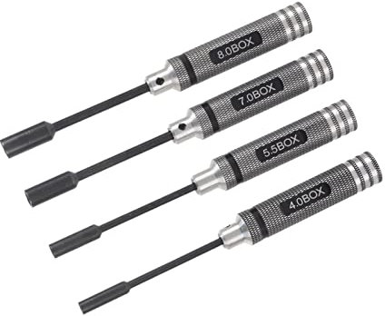 Nut Driver Rc,Tournevis à douille hexagonale,4 pièces Tournevis à douille hexagonale Set Tournevis hexagonaux Clé à douille pour écrou hexagonal 4.0MM,5.5MM,7.0MM,8.0MM pour les voitures RC
