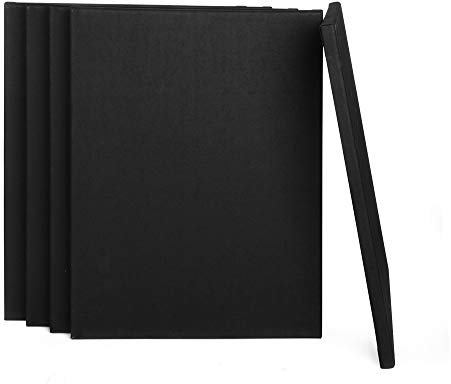 ewtshop® Schwarze Leinwände mit Keilrahmen, 100% Baumwolle, 5 Stück, 30x40 cm, Canvas, Kunstleinwand, Leinwand Tafel, weiß