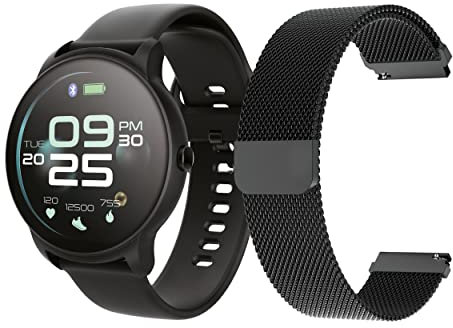 FOREVER Smartwatch SB-330 Schwarz Damen Herren fitness tracker wasserdicht Deutches menu Smart Watch für Android iOS whatsapp fähig