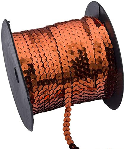Anawakia Paillettenband 90 m Farbiges Pailletten Band 6 mm Breites Bortenband Glänzende Paillettenbänder für DIY Handwerk Bastelprojekte Tanzbekleidungen Armband Dekorationen (Orange)