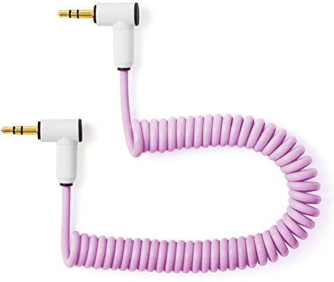 MyVolts Candycord Korg Volca/Pocket Operator Special audio cable, angled mini jack to angled mini jack, curly 20cm to 30cm, Jellybean Purple colour