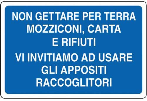 Social Crazy - Cartello Segnaletico - Non Gettare Rifiuti - Adesivo Extra Resistente, Pannello in Forex, Blu, 20x31 cm