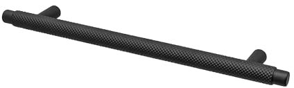 Decoranddecor Aurelia - Round Knurled Cupboard Handles | T-Bar Cabinet Handles | Kitchen Cupboard Pulls | Furniture Knobs - Matt Black - 320mm Hole Centre Distance