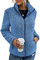 Tomwell Felpa Donna con Zip e Cappuccio in Pile Calda Taglie Forti Casual Invernale Oversize Felpe Elegante Pullover Ragazza Manica Lunga Sweatshirt Giacca A Blu L