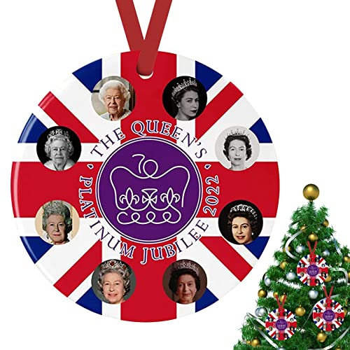 tacery Trauerzubehör Hängende Verzierung für Weihnachtsbau, Autorückspiegel, Tasche | Queen Jubilee Souvenirs Anhänger Elizabeth Queen II Weihnachtsschmuck | 2022 Weihnachtsdekoration Gedenkanhänger