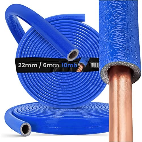 PE-Rohrisolierung Isolierschlauch 10 m Rolle x Ø 22 mm / 6 mm Isolierstärke Blau | Schutzschlauch Heizungsrohr Isolierung mit Schutzhaut | Rohr Dämmung Schlauch Rohrdämmung Warmwasserleitung Heizung