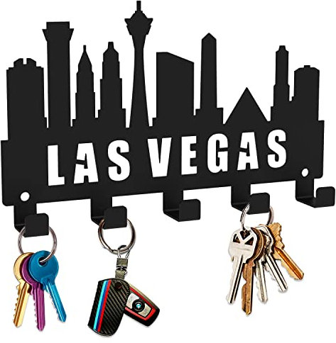 decorelax Schlüsselhaken für die Wand – Edelstahl Wandmontage Schlüsselhalter – Schwarz Metall Schlüsselbrett mit 5 Haken für Eingangsbereich, Flur, Büro, Bauernhaus Dekor (San Francisco) (Las Vegas)