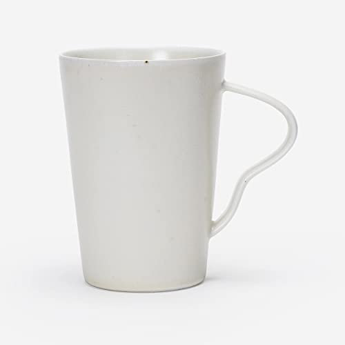 globe faith Small Chic Pottery Espresso Coffee Mug, Rustic Handmade Clay Tea Cup for Home and Office with Easy Grip Unique Handle, Dishwasher& Microwave safe, Matte Craft Glaze, Ivory White 9oz