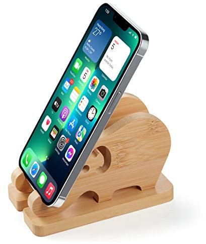 FadyDail Support de téléphone en forme d’éléphant en bambou pour bureau, support amovible en bois pour téléphone portable, iPhone, Samsung, Huawei, Xiaomi