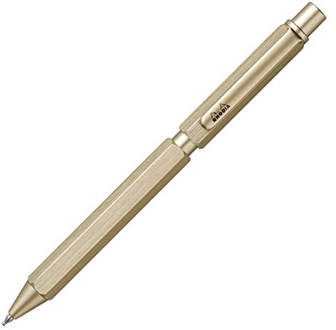 Rhodia 9345C - 3-in-1 ScRipt Multipen 2 Kugelschreiber 0,5 mm schwarz & rot + 1 Druckbleistift Graphit 0,5 mm, 1 Stück, Gold