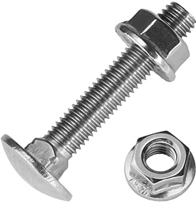 Techtanium® Schlossschrauben M6 x 16/16 mm mit Flanschmuttern M6 aus Edelstahl A2 (10 Stück) | Flachrundkopfschrauben | Sechskantmuttern mit Flansch | DIN 603 & DIN 6923