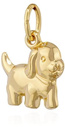 NKlaus 12cm Hündchen Kettenanhänger 333 Gelb Gold Hund glänzend Kinder Goldanhänger 13684
