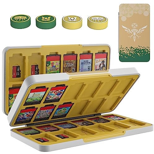 TiMOVO Game Card Aufbewahrungsbox Kompatibel mit Nintendo Switch OLED Modell/Switch/Switch lite, für 48 Spielkarten & 24 SD-Karten Tragbar Aufbewahrung Tasche Memory Card Organizer, Weißer Adler