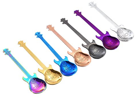 BESTonZON 1 Stk Gitarre Kaffee Teelöffel Obstlöffel Mini-teelöffel Puddinglöffel Gitarre Aus Metall Brei Löffel Rührlöffel Aus Edelstahl Kuchenlöffel Cappuccino-löffel Eis Bar