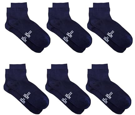 LANCETTI - 6 Paia di Calzini Corti Uomo o Donna in Cotone Filo di Scozia Traspiranti e Confortevoli Made in Italy, Blu, 39-42