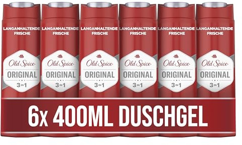 Old Spice Original Duschgel und Shampoo Für Männer 6x400 ml, 3-in-1 Körper-Haar-Gesichtsreinigung, Lang Anhaltend Frisch, 6 Stück