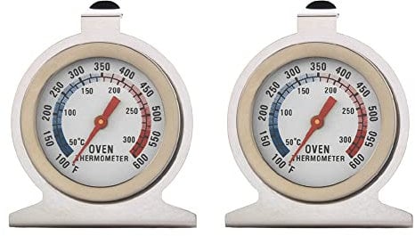 Funnytek 2PCS Oven Thermometer, Stainless Steel Dial Oven Thermometer Portable Food Cooking Baking Temperature For Fan, Gas, Electric, Pizza Oven, Air Fryer, or Range Cooker - Cooking/Baking/BBQ