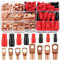 Capicorda Elettrici ad Occhiello, 120 Pz Capicorda Terminali Bullone Foro Set, Capicorda in Rame Stagnato ad Anello, 60 Terminali Eettrici SC Batteria + 60 Pz Manicotti Isolanti, 6/10/16/25 mm²
