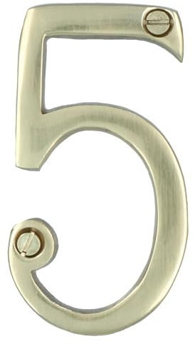 Brass House Number 5 Door Sign 70mm Plaque Street Home Address Mail Letter