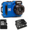 KODAK Pixpro Pack WPZ2 + 2 Batteries + 1 SD Card - Compact Digital Camera 16M Pixels, Waterproof to 15m, Shockproof, Video 720p, LCD Screen 2.7 - Li-ION Battery - Blue