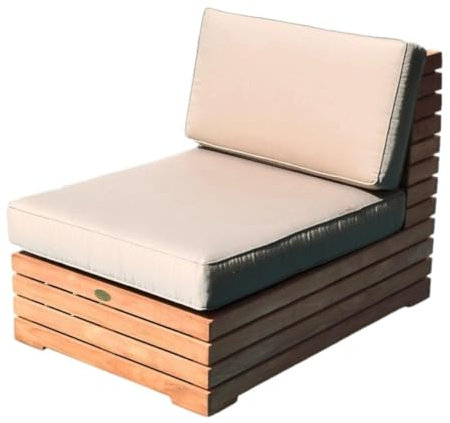 Teako Design Loungesessel Picardie Teak Massivholz mit Auflagen, Exklusive Gartenmöbel, Wetterfeste Loungemöbel, Hochwertige Gartenliegen, Komfortabel, Nachhaltig