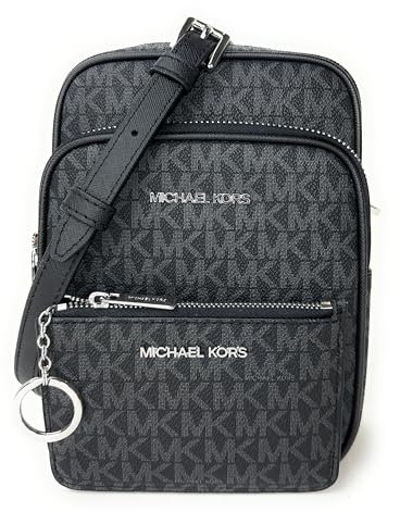 Michael Kors Jet Set Travel Medium Logo Crossbody Bag With Matching Logo Coin Pouch (Black), Schwarz