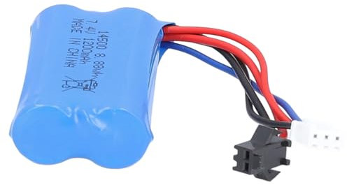 Batterie au Lithium, Batterie Lipo RC 7,4 V 1200 MAh, Taux 5C avec Prise Noire SM, Batterie Lipo 14500 pour Jouets électriques