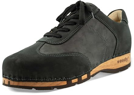 woody Herren Sam Clog Sneaker, Nero-Grigio, 44 EU