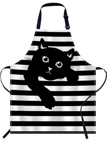 Smooffly Delantales para cocina doméstica A04, Gato divertido., 27x31 Inch