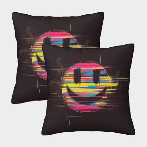 MEFESE Lächelndes Gesicht Kissenbezüge Für Sofa Und Bett, Lächeln Emoji Kissenbezug Im 2er-Set, Perfekt Für Seasonal Decor Und Bedroom Comfort, Waschbar 50x50cm