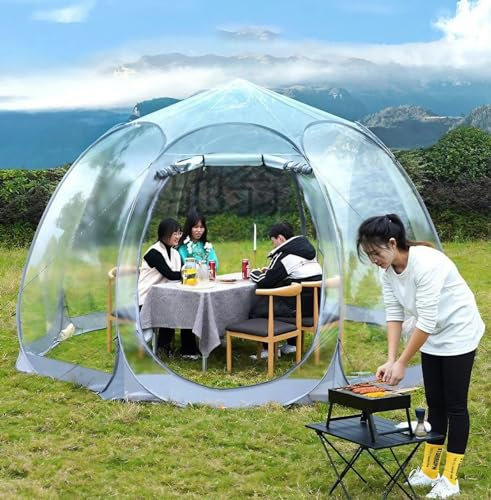 Kuppelzelt Transparentes Bubble Zelt, PVC Igluzelt 3 M / 3.6 M, Pavillon Wasserdicht Stabil Winterfest, Bubble House für Party, Camping, Familien, Balkon Gewächshaus, Angel, Faltbar(L:3m H:2.2m)