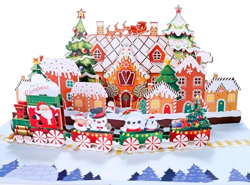 CUTPOPUP Lebkuchen - Weihnachtskarten 2024, Pop Up Karte Weihnachten, 3D Weihnachtskarten mit Umschlag, Weihnachtskarte für Ehefrau, Ehemann,Tochter, Ihn (Gingerbread24) US8-CN291DE
