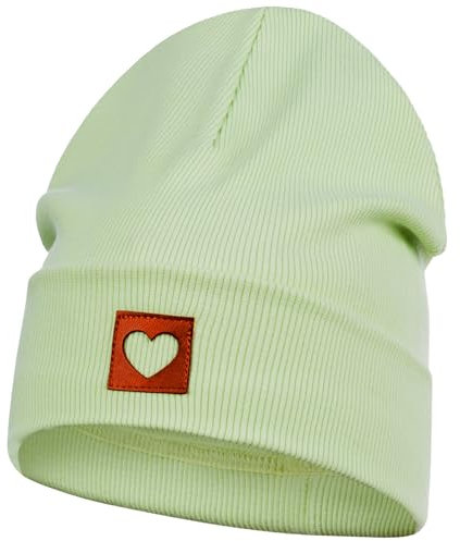 Smarilla Mütze Beanie Mädchen Damen Kinder Übergangsmütze gerippt, Größe: 54-56, Farbe: Hellgrün