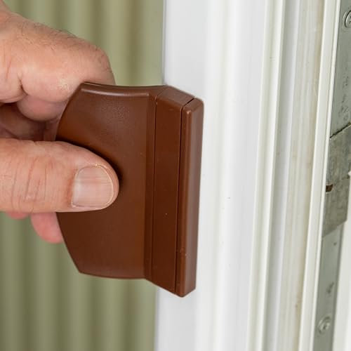 Maniglia per porta, marrone RAL 9077, in plastica ASA, per porta finestra, porta balcone, porta scorrevole, interasse fori fino a 70 mm, altezza 25 mm, maniglia per serramenti in legno, alluminio