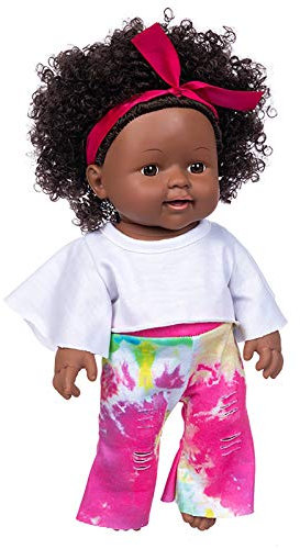 AKTOUR Garage Molto Black Baby Cute Curly Black 35CM Vinyl Baby Toy Circuito Educativo (B, One Size)