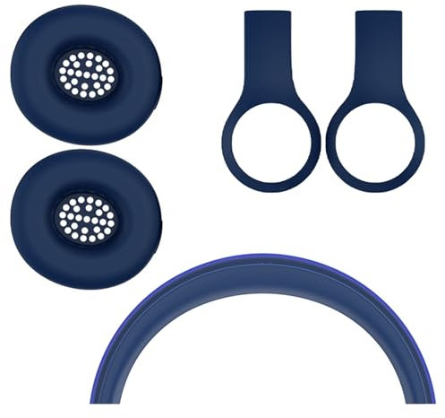 【3 in 1】 Solo 4 Silicone Earpad Cover Set, Anti-Scratch Ear Pad Cover/Shell Cover/Headband Cover for Beats Solo 4 Headphone, Solo4 Ear Cushions with Soft Silicone Protector Accessories(Blue)