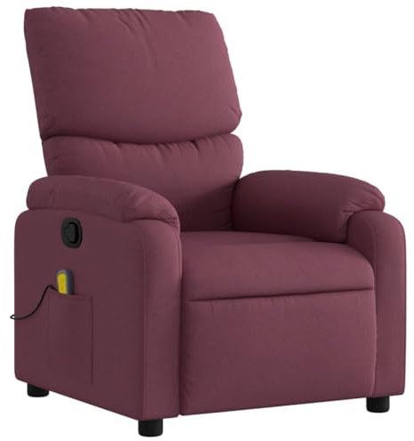 KOIECETA Massagesessel Sessel Verstellbare Rückenlehne Fernsehsessel Relaxsessel mit Vibrationsfunktion Liegesessel Polstersessel Ruhesessel Lila Stoff