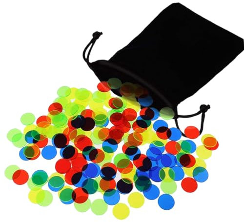 200 Pcs Fichas Bingo, Transparente Contando Fichas, Fichas Bingo Pequenas, y Una Bolsa de Franela